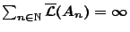 $\sum_{n\in\mathbb{N}}\overline{\mathcal{L}}(A_n)=\infty$