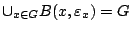 $\cup_{x\in G}B(x,\varepsilon_x)=G$