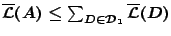$\overline{\mathcal{L}}(A)\leq
\sum_{D\in\mathcal{D}_1}\overline{\mathcal{L}}(D)$
