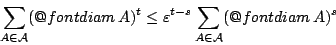 \begin{displaymath}
\sum_{A\in\mathcal{A}}(\mathop{\operator@font diam}A)^{t}\l...
...t-s}\sum_{A\in\mathcal{A}}(\mathop{\operator@font diam}A)^{s}
\end{displaymath}