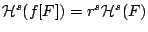 $\mathcal{H}^s(f[F])=r^s \mathcal{H}^s(F)$