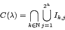 \begin{displaymath}
C(\lambda)=\bigcap_{k\in\mathbb{N}}\bigcup_{j=1}^{2^k} I_{k,j}
\end{displaymath}