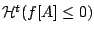 $\mathcal{H}^t(f[A]\leq 0)$