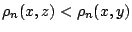 $\rho_n(x,z)<\rho_n(x,y)$