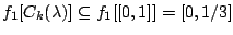 $f_1[C_k(\lambda)]\subseteq f_1[[0,1]]=[0,1/3]$