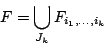 \begin{displaymath}
F=\bigcup_{J_k} F_{i_1,\ldots,i_k}
\end{displaymath}