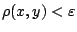 $\rho(x,y)<\varepsilon$