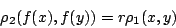 \begin{displaymath}
\rho_2(f(x),f(y))=r \rho_1(x,y)
\end{displaymath}