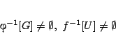 \begin{displaymath}
f^{-1}[G]\neq \emptyset,\ f^{-1}[U]\neq \emptyset
\end{displaymath}