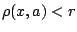 $\rho(x,a)<r$