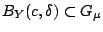 $\displaystyle B_Y (c,\delta)\subset G_{\mu}$