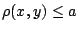 $\rho(x,y)\leq a$