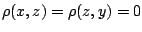 $\rho(x,z)=\rho(z,y)=0$