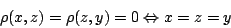 \begin{displaymath}
\rho(x,z)=\rho(z,y)=0 \Leftrightarrow x=z=y
\end{displaymath}