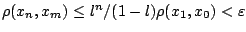 $\rho(x_n,x_m)\leq l^n/(1-l)\rho(x_1,x_0)<\varepsilon $