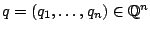 $q=(q_1,\ldots,q_n)\in\mathbb{Q}^n$