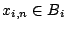 $x_{i,n}\in B_i$