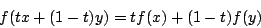 \begin{displaymath}
f(t x+(1-t) y)=t f(x)+(1-t) f(y)
\end{displaymath}