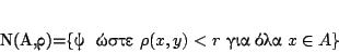 \begin{displaymath}
N(A,r)=\{y \ \hbox{����}\ \rho(x,y)<r \ \hbox{��� ���}\ x\in A\}
\end{displaymath}