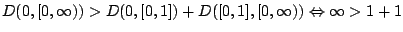 $D({0},[0,\infty))>D({0},[0,1])
+D([0,1],[0,\infty))\Leftrightarrow \infty>1+1$