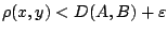 $\rho(x,y)<D(A,B)+\varepsilon $